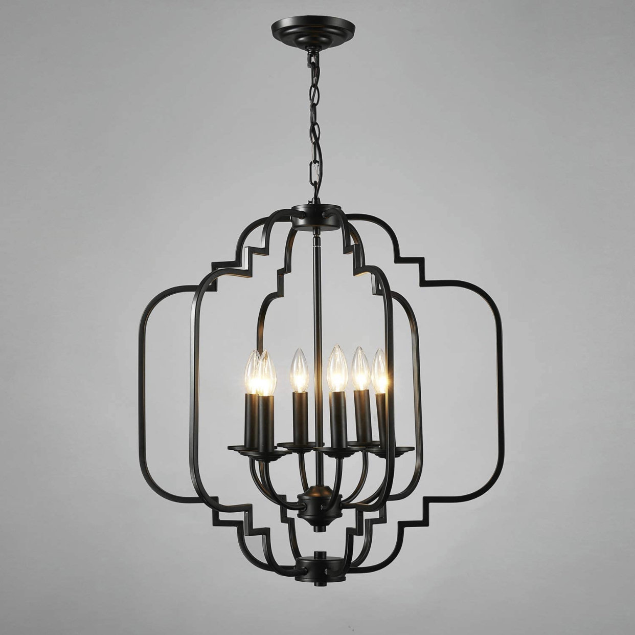 One Allium Way® Saint Mossi Black Farmhouse Chandelier With 6 Lights ...