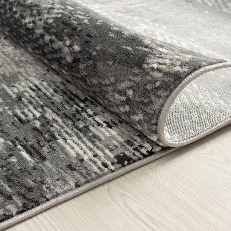 Cansel Area Rug in Gray/Black, Rectangle 8'6" x 11'6"