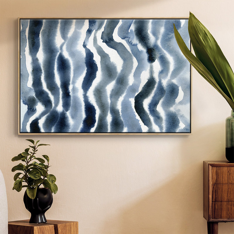 Vraie vague bleue II, H 27 po x l 41 po x P 2 po, Bois naturel
