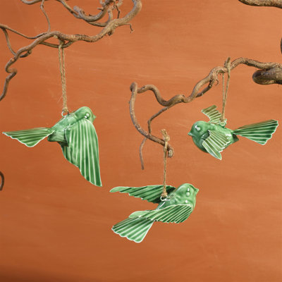  Enamel Birds Hanging Figurine Set