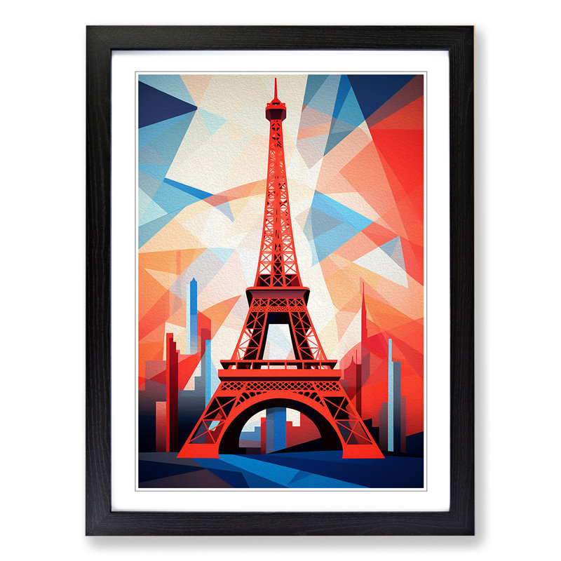 Eiffel Tower Constructivism No.3 - Single Picture Frame Print on Wood, Black Framed, 34cm H x 25cm W
