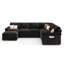 Canapé-lit d'angle en lin Ahn 103,5 po en forme de U avec lit gigogne, pouf amovible et rangement sous l'assise, noir-1661316053