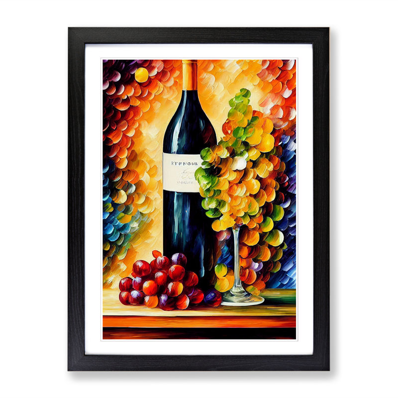 Wine Painting Vol.1 - Single Picture Frame Print, 34cm H x 25cm W x 2cm D, Walnut
