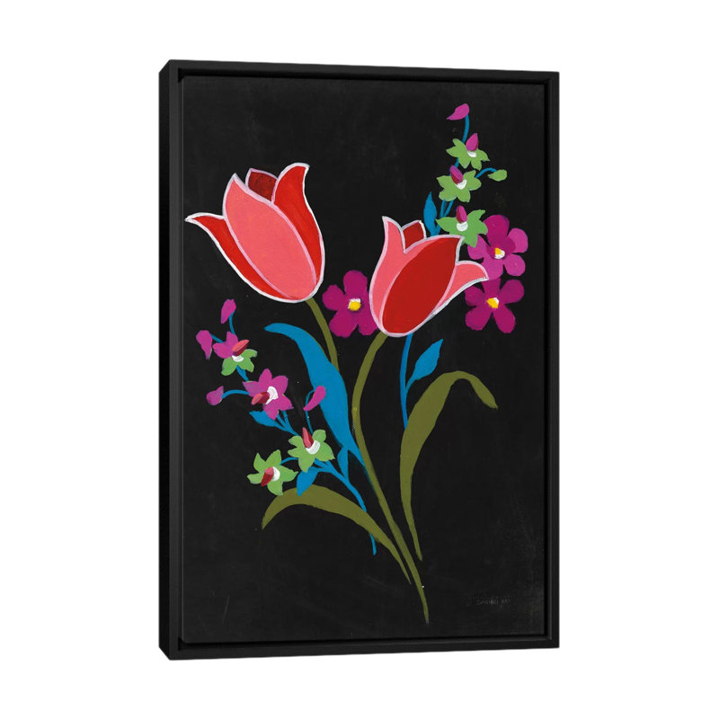 « alpine bouquet iv », reproduction sur toile tendue en noir, H 26 po x l 18 po x P 1,5 po, Toile avec cadre noir