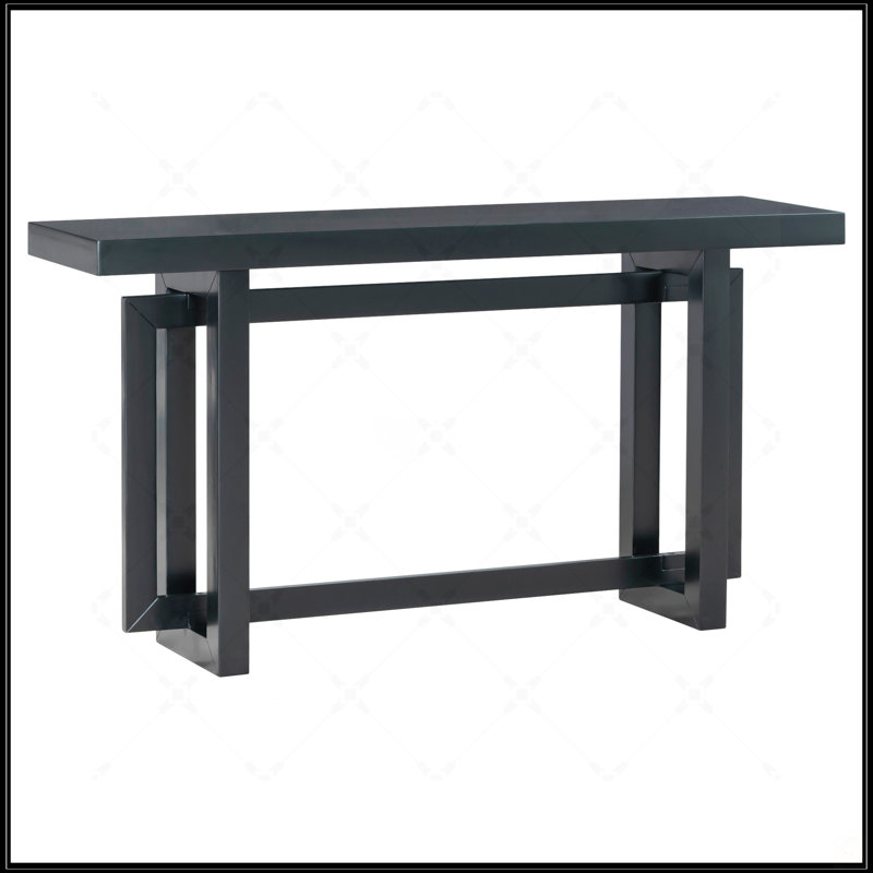 59.1'' Entryway Table With Pine Veneer, Unique Triple Rectangle Design, Thick Pine Legs, Versatile For Hallways And Living Rooms