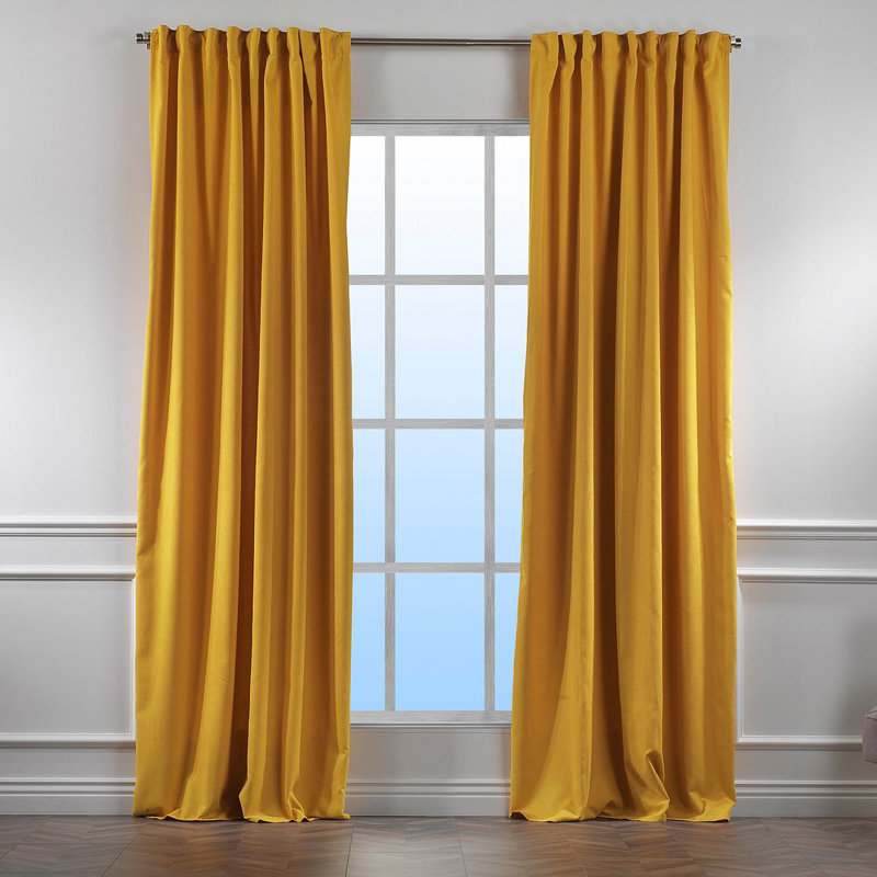 Lined Blackout Extra Long & Extra Wide Custom Made Decorative Single Panel, 100" W x 228" L, Mustard Yellow