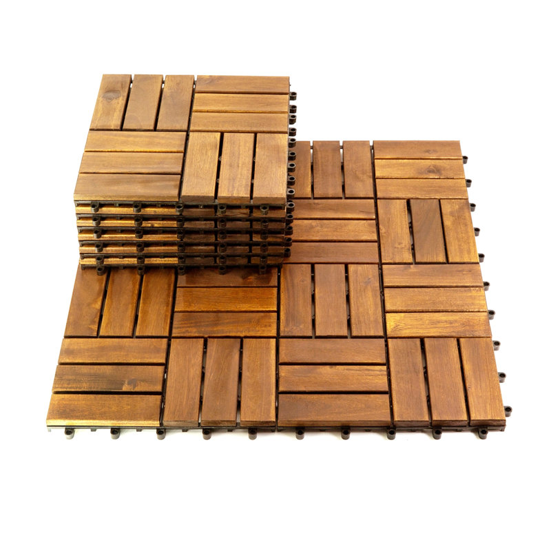 12" X 12" Solid Wood Interlocking Deck Tile (Set Of 10)