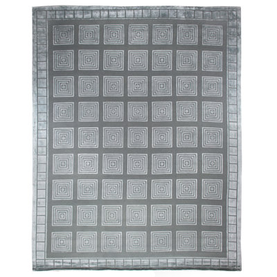 Metro-Velvet Geometric Area Rug in Gray/Ivory