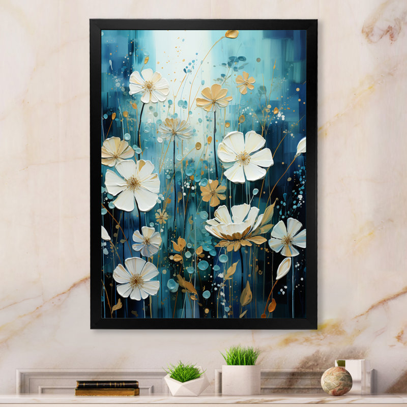 «Blue Tranquil Gardens IV» sur toile, Cadre photo noir, H 32 po x l 24 po x P 1 po