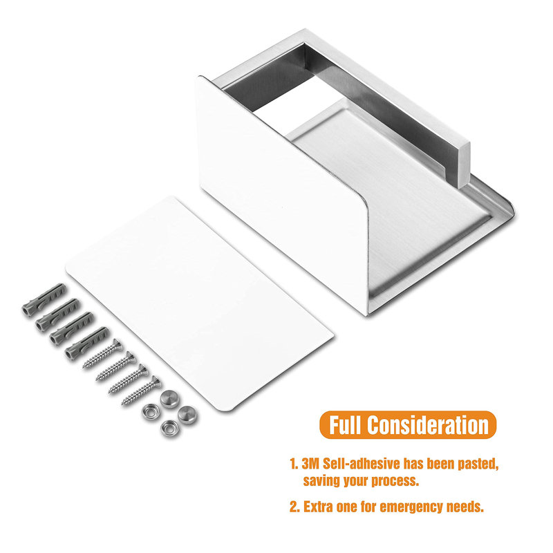 Beetner Wall Mounted Toilet Paper Holder, Brushed Steel