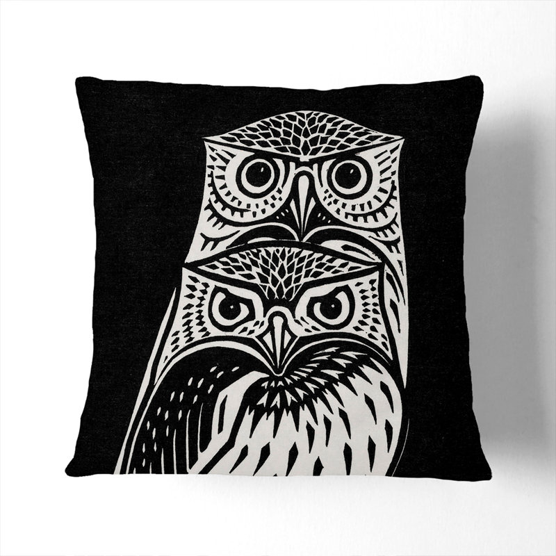 Two Owls Square Throw Cushion, 55cm H x 55cm W x 20cm D
