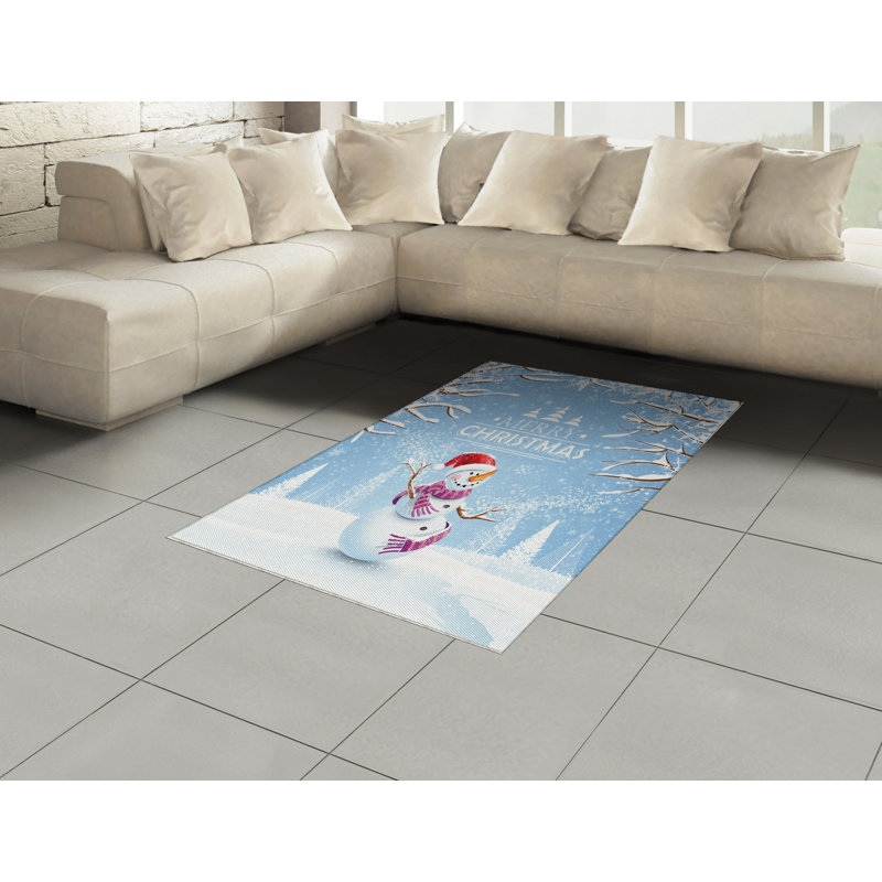 Snowman Christmas High Density Long Fiber Poly Threads Decorative Area Rug Carpet, Rectangle 4' x 5'8"