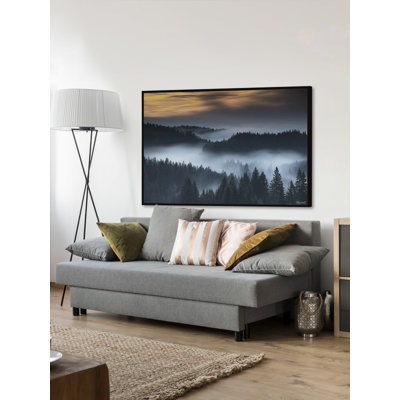 «Foggy Winding River», reproduction encadrée