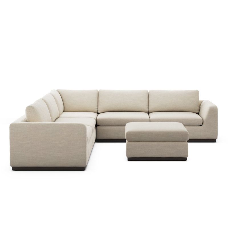 Colt 3PC Sectional W/ Ottoman-Surrey Olive, Savoy Parchment Polyester Blend