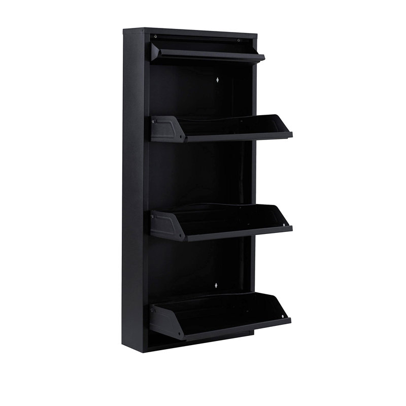 6 Pair Shoe Storage Cabinet, Black