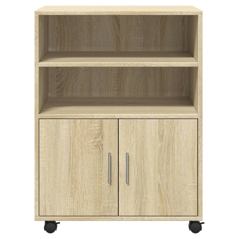 Rolling Cabinet Engineered Wood, Sonoma Oak