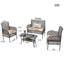 Ensemble de 4 chaises d'extérieur avec coussins en PE, coussins moelleux et table en verre trempé 4 pièces-1902009879