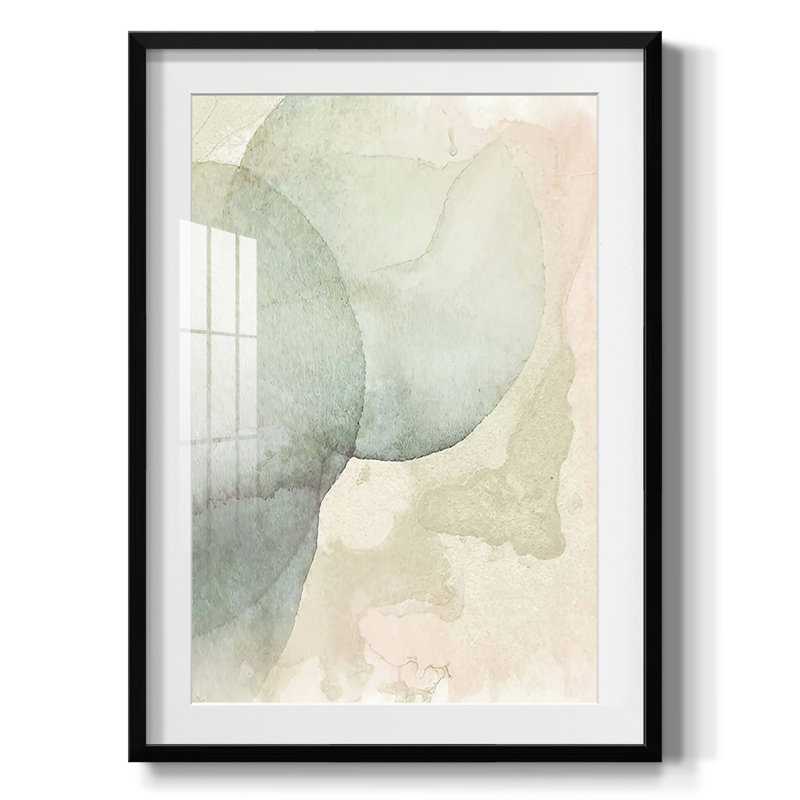 Softwash Abstract II - Imprimé encadré avec passe-partout, Papier avec cadre noir, Blanc