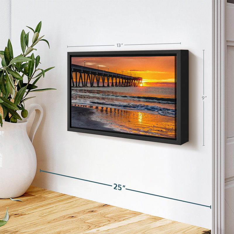 "Sunrise In Wrightsville Dock Art", H 9 po x l 13 po