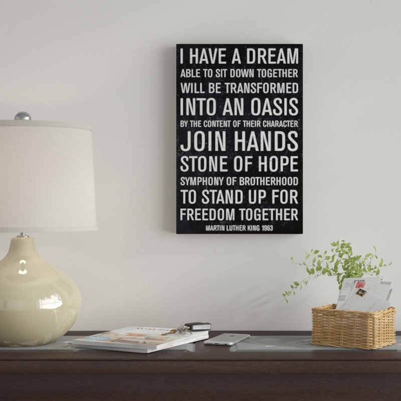 « martin luther king speech », art textuel sur toile, H 12 po x l 8 po x P 0,75 po