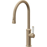 Davoli Pull-Down Kitchen Faucet with Button Sprayer - High Arc Spout