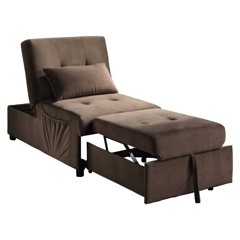 Banc à plateau relevable moderne avec lit escamotable et pochette de rangement - Bois de velours brun, Brown