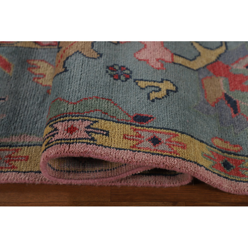 Tapis oriental rose fait à la main Oushak 9 x 12