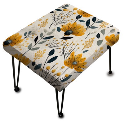 Scandinavian Charm Floral Pattern - Floral Rectangle Ottoman
