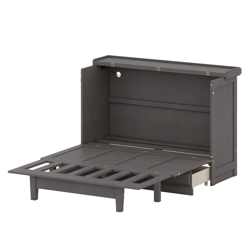 Armoire murale Murphy avec station de charge et tiroirs de rangement pour le bureau personnel ou les petites pièces