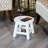 Wooden Stool In Antique White - Maple Leaf Pattern Rubberwood For And Decor 10 Inch X 11 Step Stool, Detail Crafted With For-1570396041