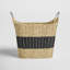 Seagrass Handmade Two Toned Decorative and Functional Storage Basket with Metal Handles
