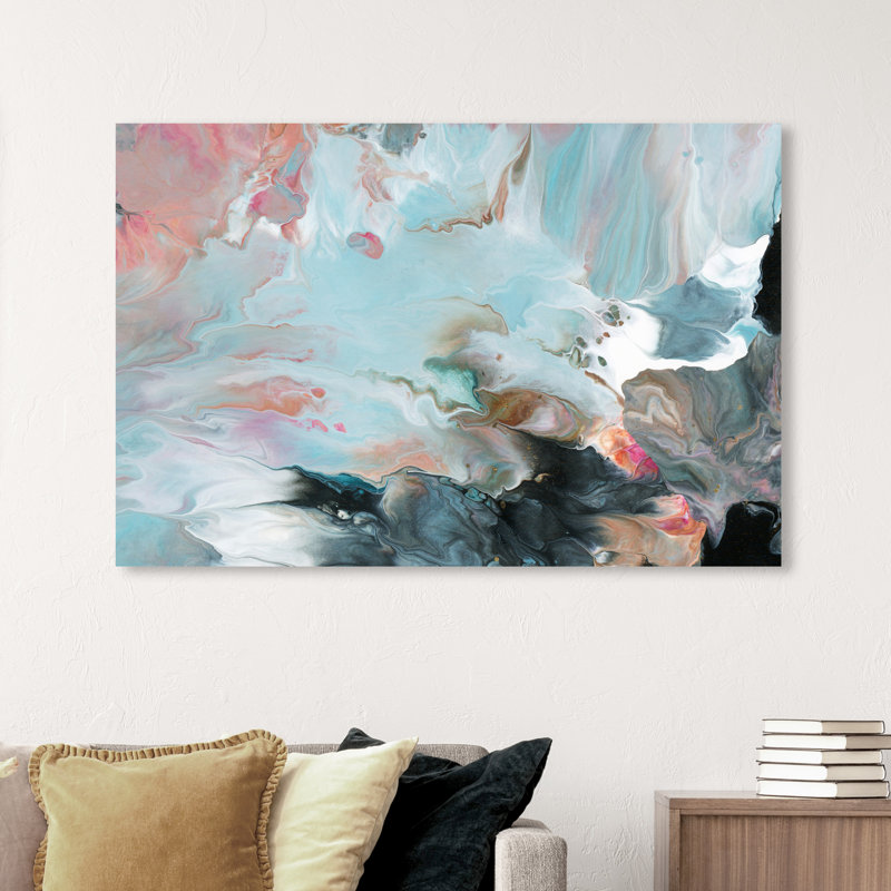Rêve abstrait en couleurs, rose côtier - impression sur toile, H 30 po x l 45 po, Toile tendue, Sans cadre