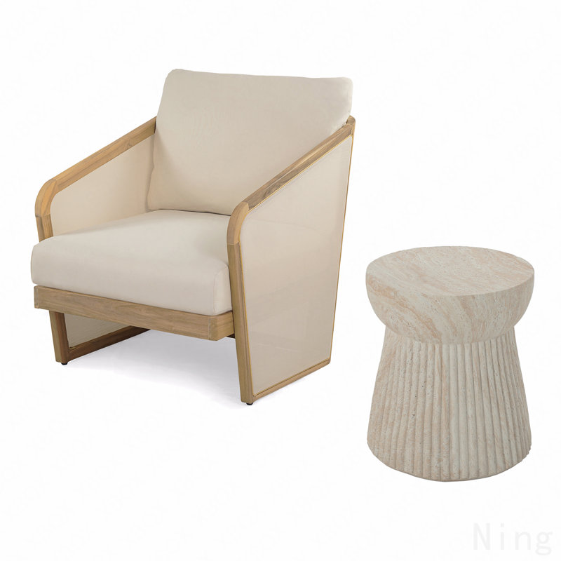 Fauteuil club et table d'appoint Royal Wood Textilene