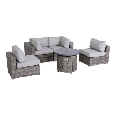 Ensemble de conversation modulaire 5 pièces avec coussins Biles Grey