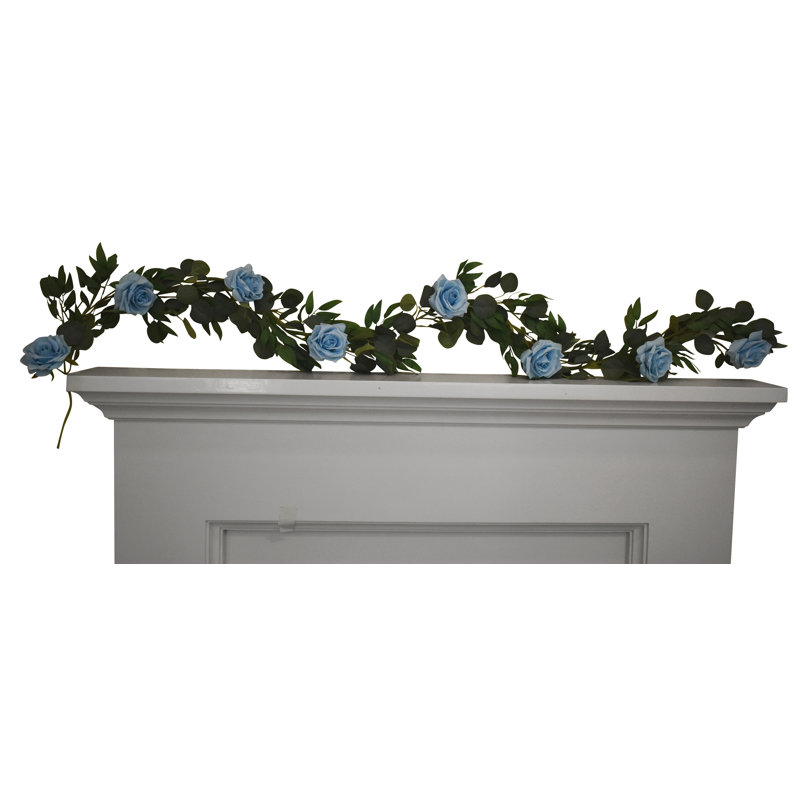 Guirlande 72 "Faux Roses Eucalyptus, Bleu