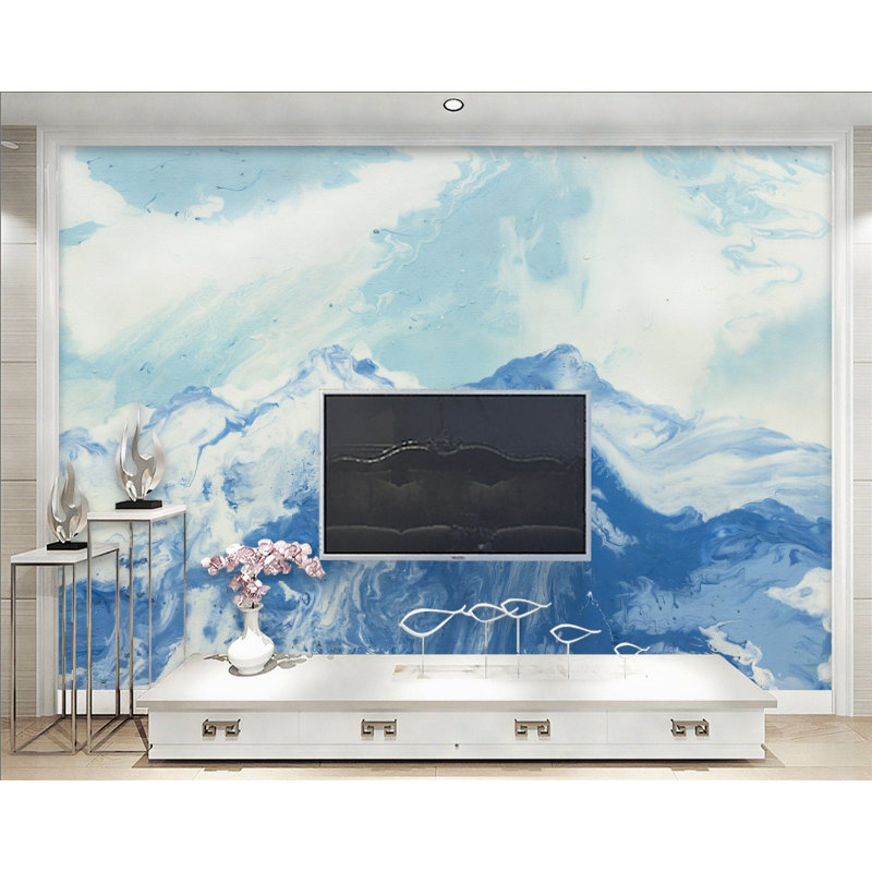 Papier peint amovible contemporain Blue Mountainscape, L 9 po x l 15 po