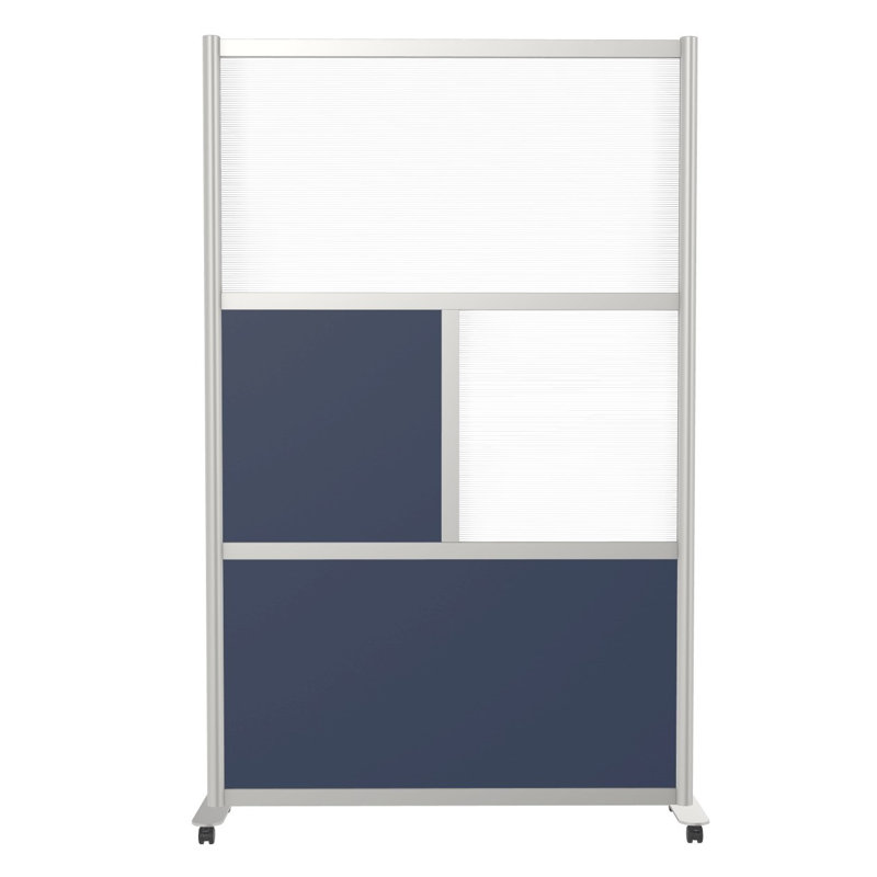 Cloisons de bureau modernes 4 panneaux Orrie, Marine, Roulette