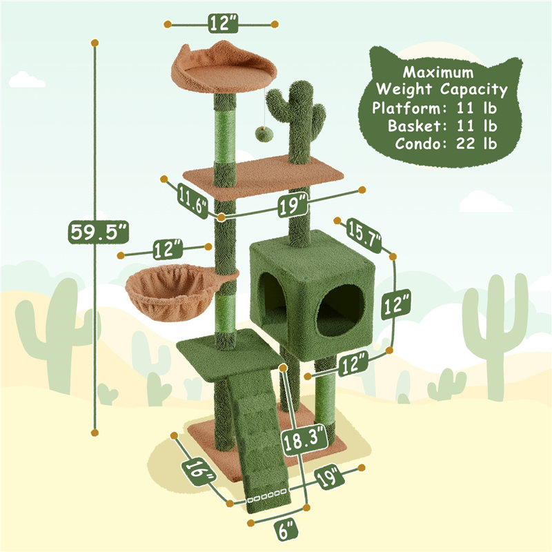 Dubrule 52.5'' Height Cactus Cat Tree