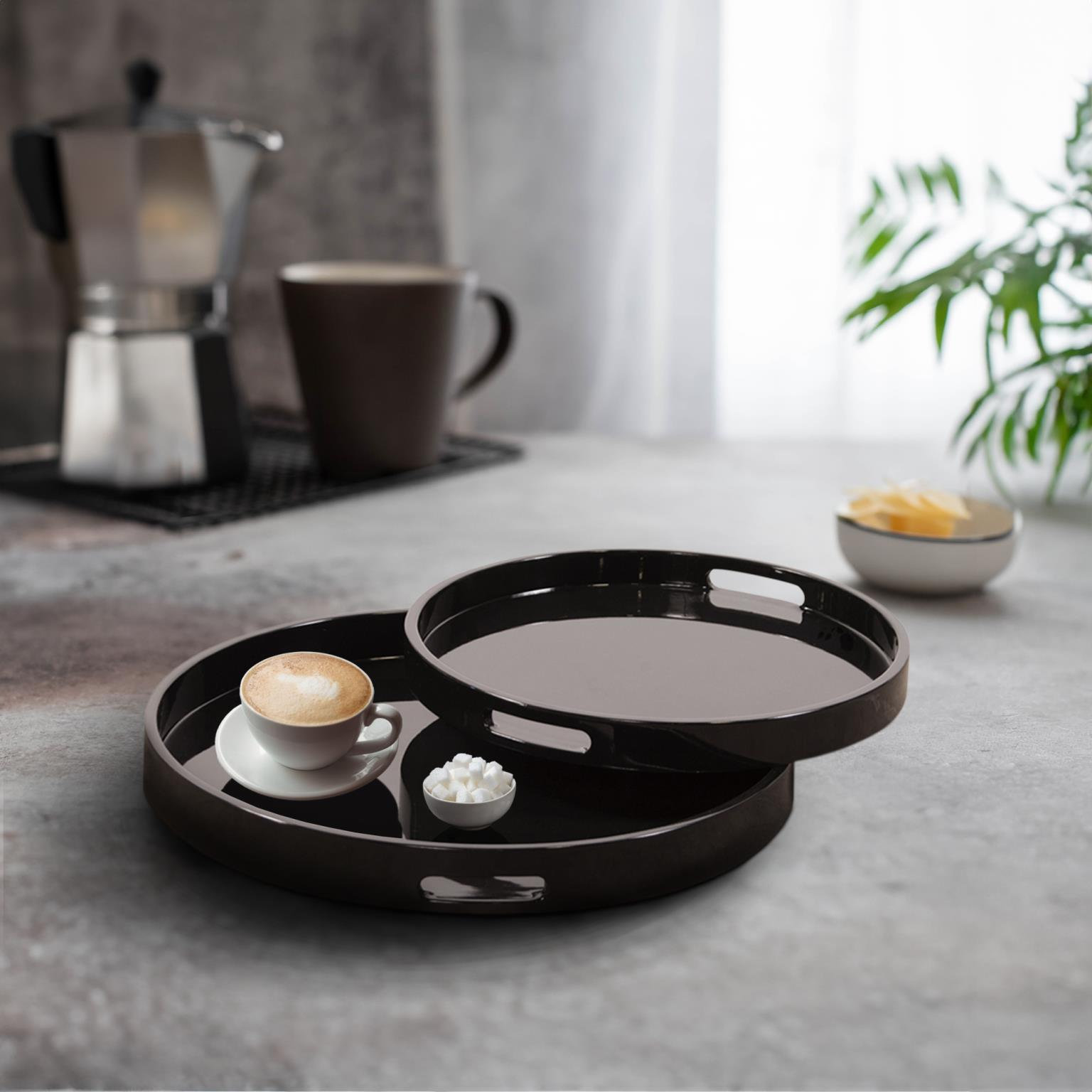 Parke Decorative Tray, Black, Rounded