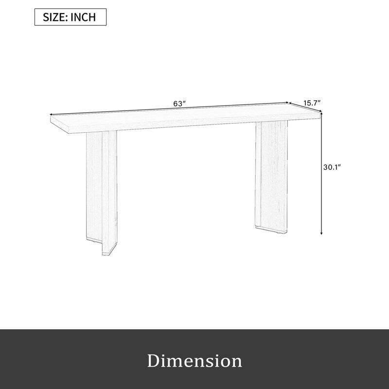Élégante console avec placage de pin et pieds géométriques, idéale pour le salon, le bureau et la salle à manger, Naturel