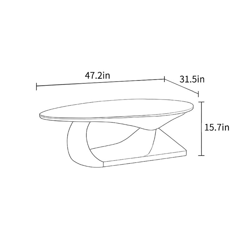 Table basse italienne simple moderne, Brun, H 15,7 po x L 47,2 po x l 31,5 po