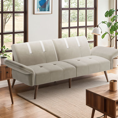 Leachville 79.53'' Velvet Convertible Sofa