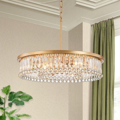 Lustre cylindrique à intensité variable en cristal 6 lumières Craggie