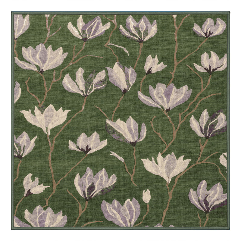 Tapis vert botanique lavable à la machine, Carré 4 pi