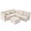 Canapé modulaire 86,6 po Canapé modulaire en forme de U Canapé-lit Canapé en forme de L avec repose-pieds mobile et deux ports USB-1385742154
