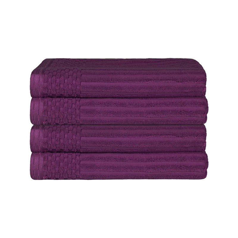 Ribbed Cotton Absorbent Heavyweight Bath Towel, Plum