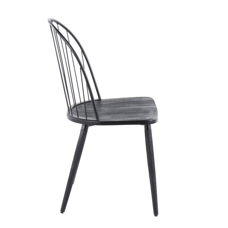 Chaise sans accoudoirs industrielle à haut dossier en métal noir et bois noir - ensemble de 2