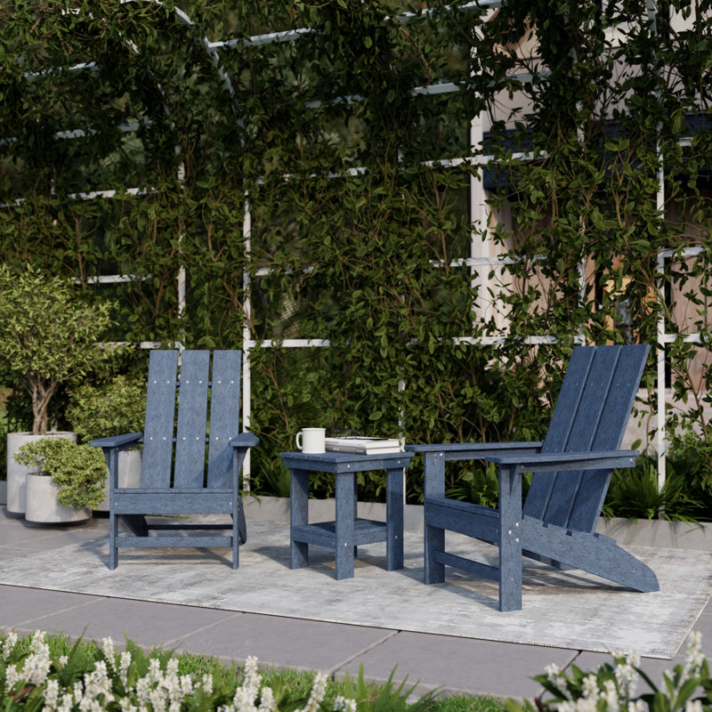Avilez 3-Piece Modern Adirondack Set With Side Table, Patriot Blue