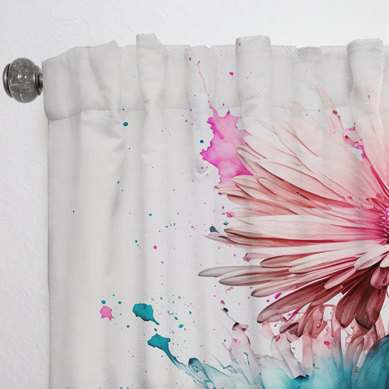 Kadence - Flower Gerbera III - Traditional Curtain - Velvet Room Darkening - 1 panel, 52" W x 84" L