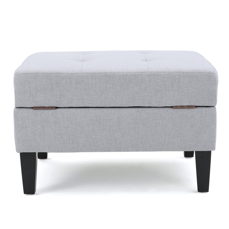 Anjuman Upholstered Ottoman, Light Gray, Light Gray Fabric